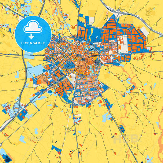 Colorful Huesca Street Map with Labels and Buildings
