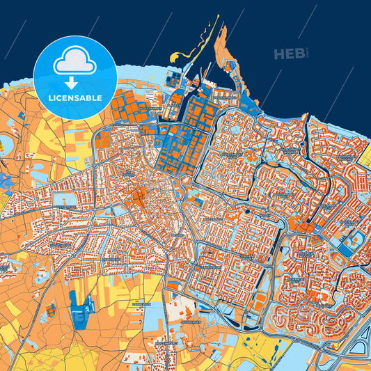 Colorful Huizen Street Map with Labels and Buildings