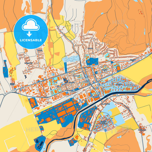 Colorful Humenné Street Map with Labels and Buildings