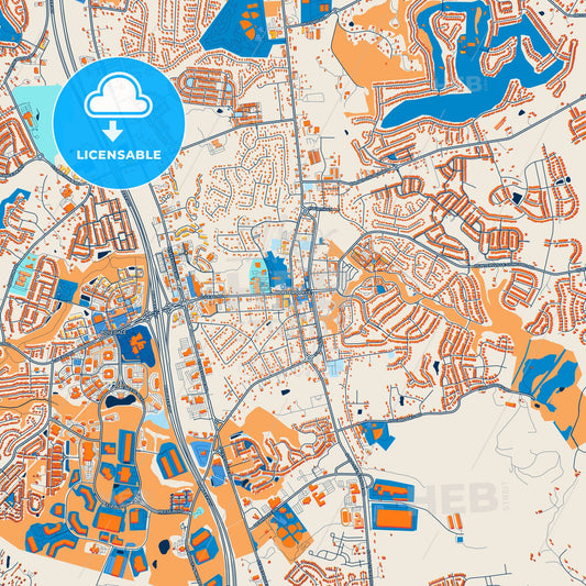 Colorful Huntersville Street Map with Labels and Buildings