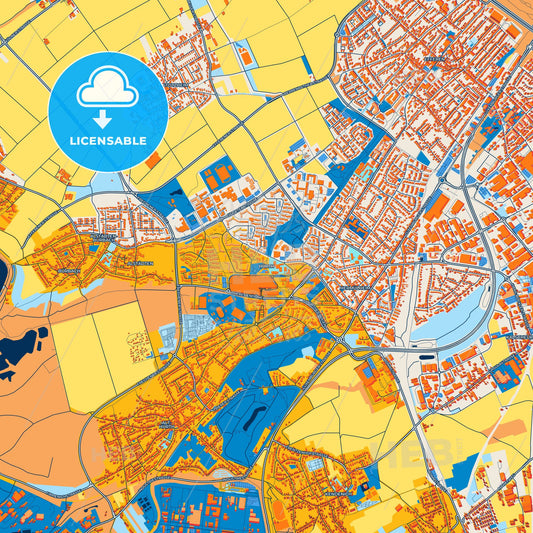 Colorful Hurth Street Map with Labels and Buildings