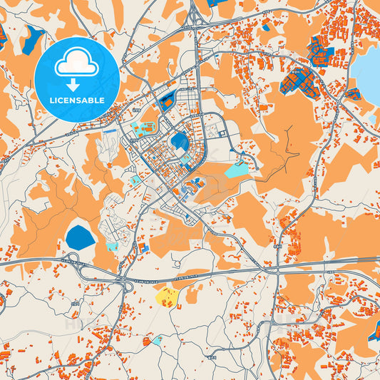 Colorful Hwaseong Street Map with Labels and Buildings