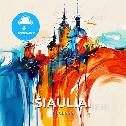 Vibrant Šiauliai, Lithuania - A Painting Of A Building - Square format print template