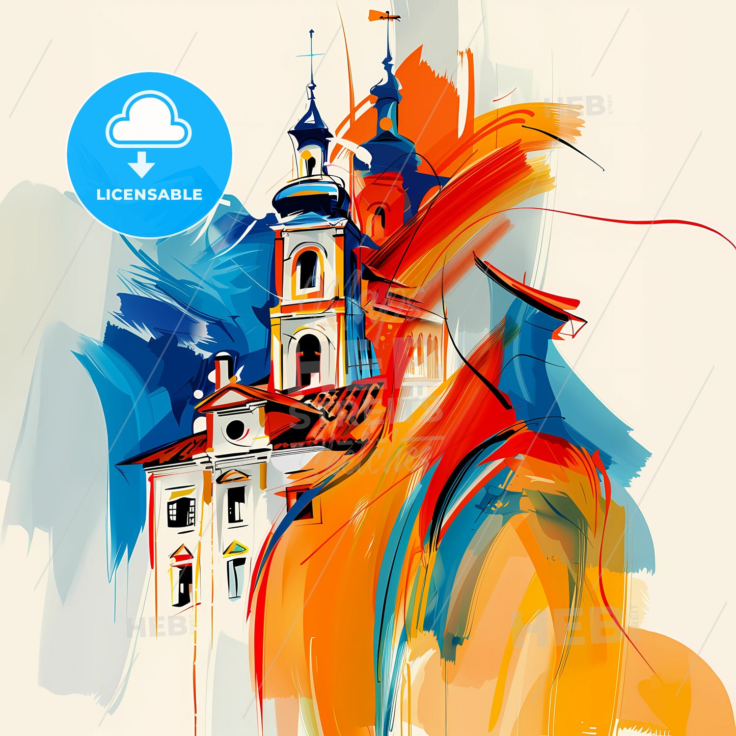 Vibrant Ibague, Colombia - A Painting Of A Building With A Steeple