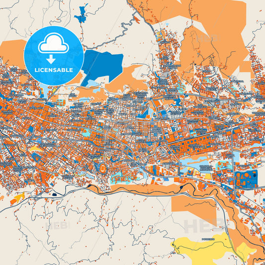 Colorful Ibague Street Map with Labels and Buildings