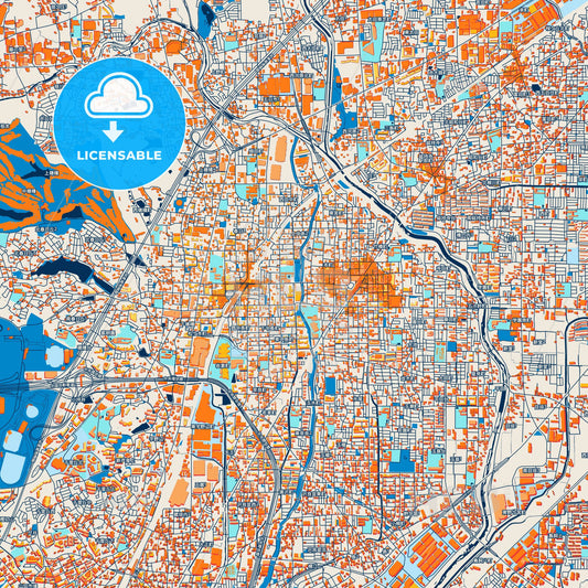 Colorful Ibaraki Street Map with Labels and Buildings