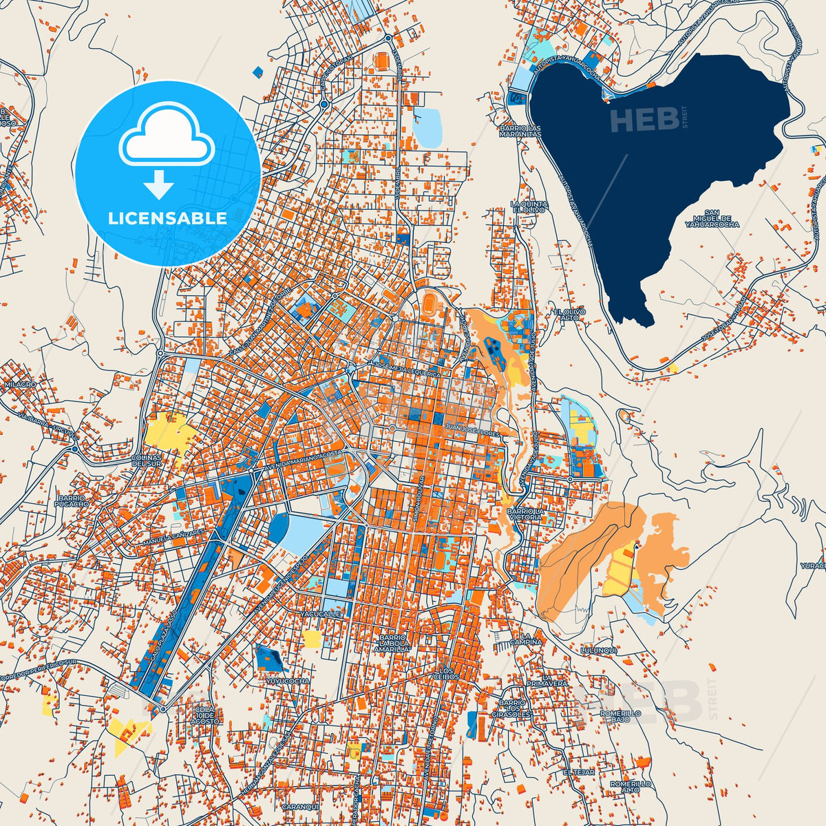 Colorful Ibarra Street Map with Labels and Buildings
