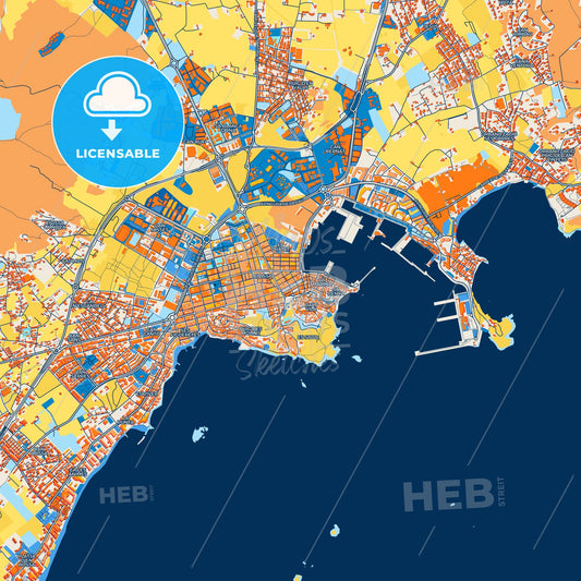 Colorful Ibiza Town Street Map with Labels and Buildings