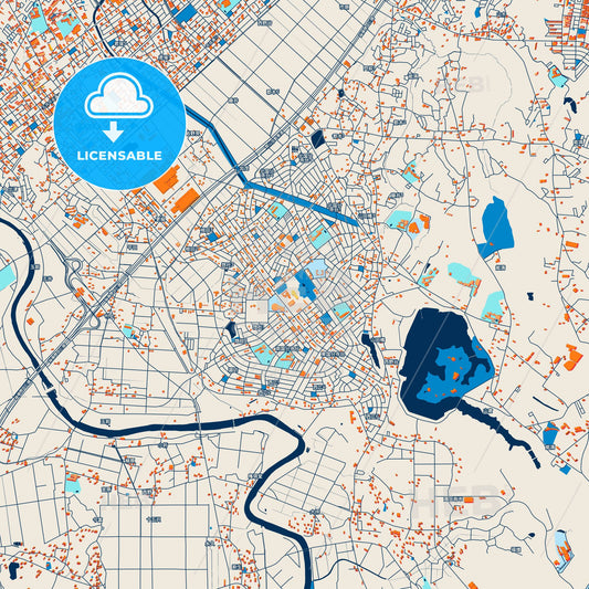 Colorful Ichihara Street Map with Labels and Buildings