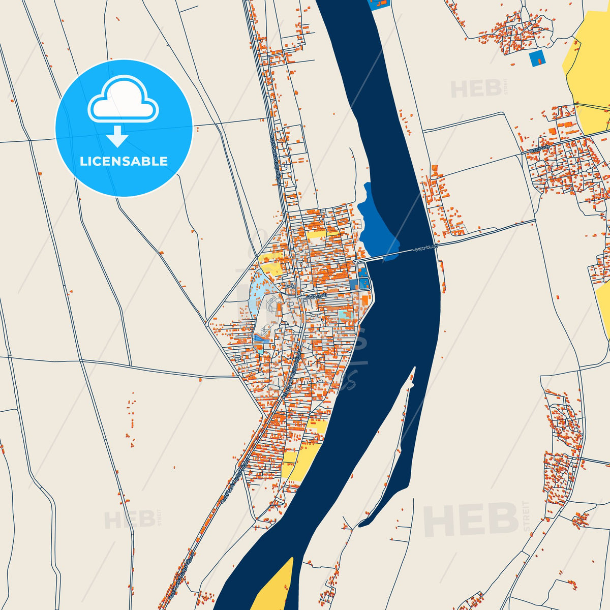 Colorful Idfu Street Map with Labels and Buildings