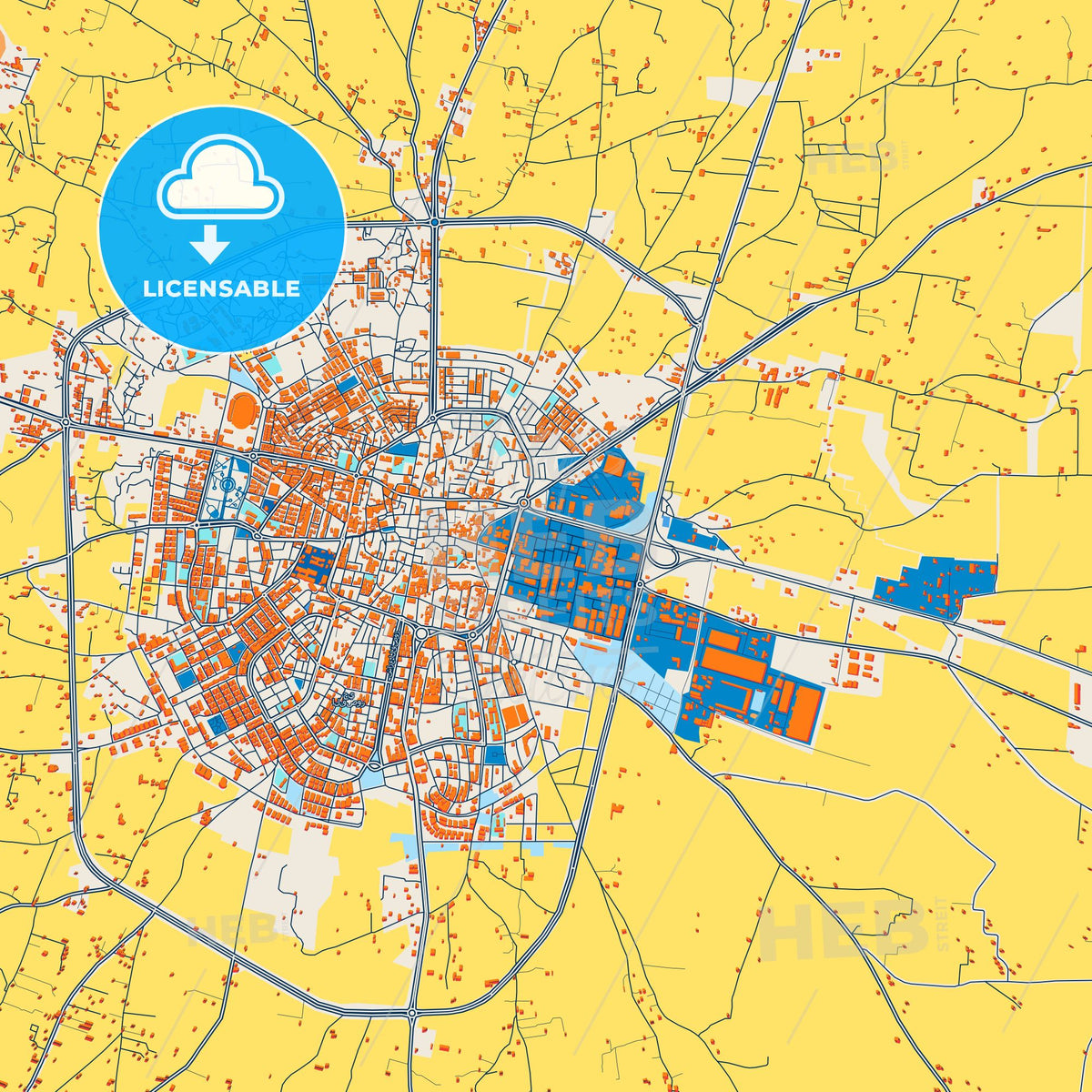 Colorful Idlib Street Map with Labels and Buildings