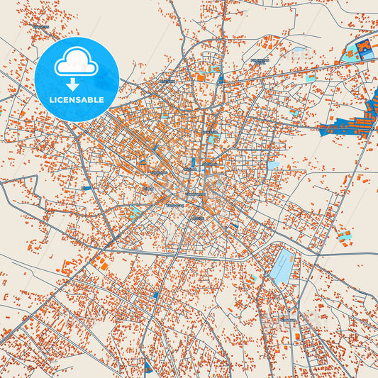Colorful Iğdır Street Map with Labels and Buildings