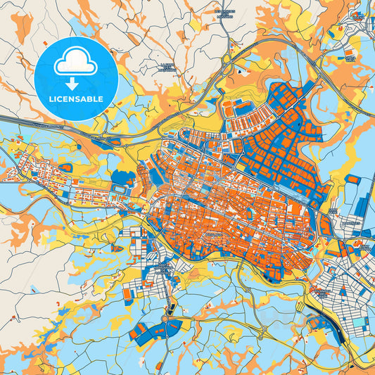 Colorful Igualada Street Map with Labels and Buildings