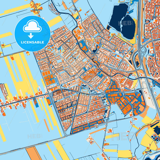 Colorful IJsselstein Street Map with Labels and Buildings