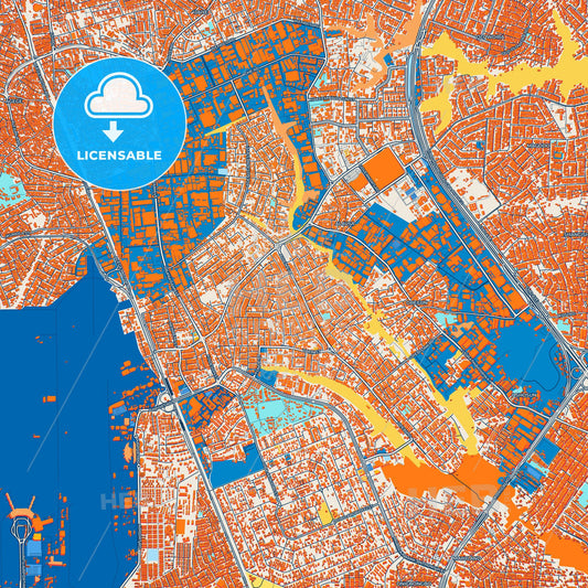Colorful Ikeja Street Map with Labels and Buildings