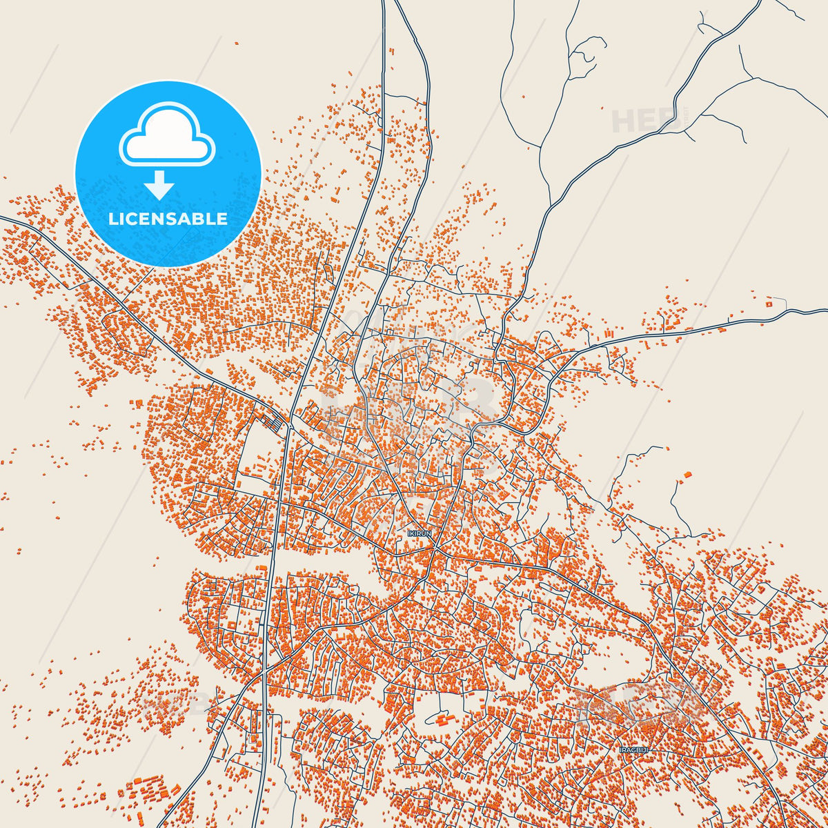 Colorful Ikirun Street Map with Labels and Buildings