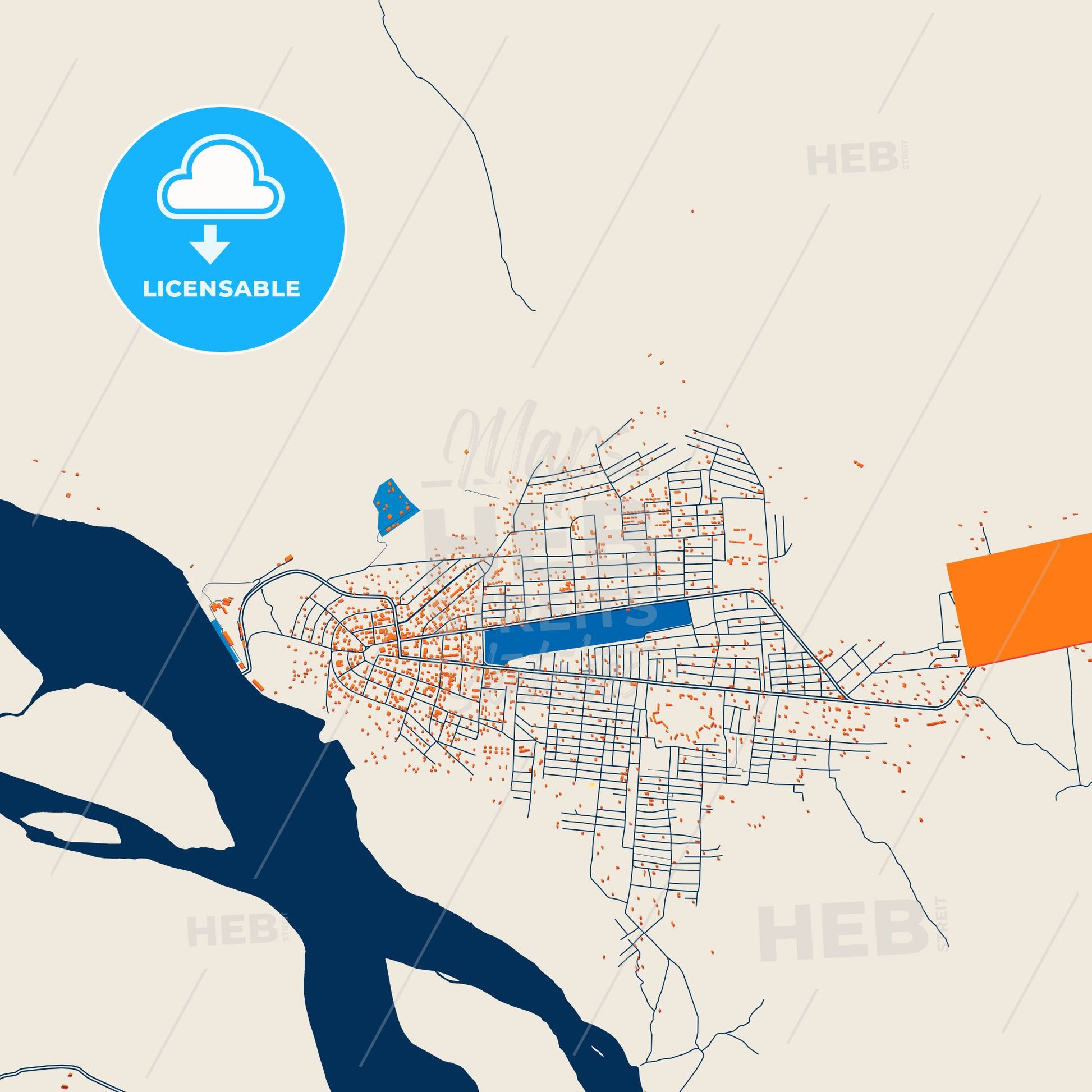 Colorful Ilebo Street Map with Labels and Buildings