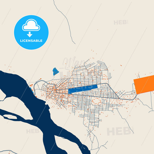 Colorful Ilebo Street Map with Labels and Buildings