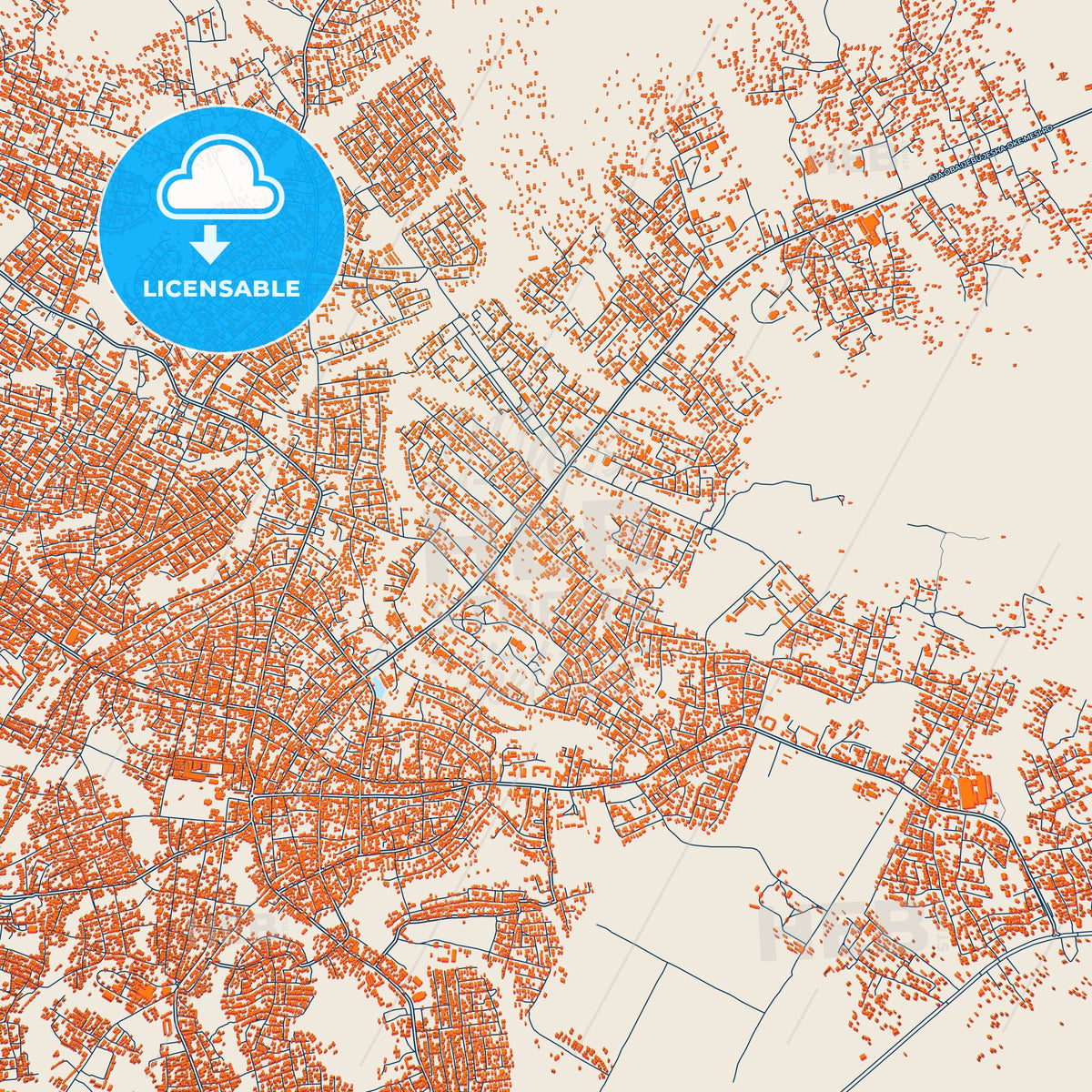 Colorful Ilesa Street Map with Labels and Buildings