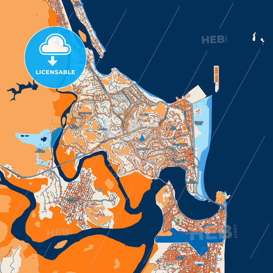 Colorful Ilheus Street Map with Labels and Buildings
