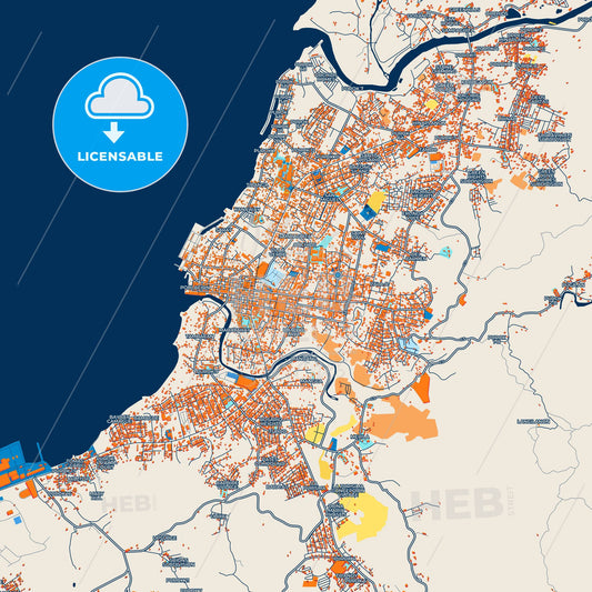 Colorful Iligan Street Map with Labels and Buildings