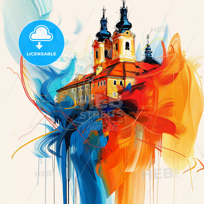 Vibrant Žilina, Slovakia - A Painting Of A Building With Colorful Paint