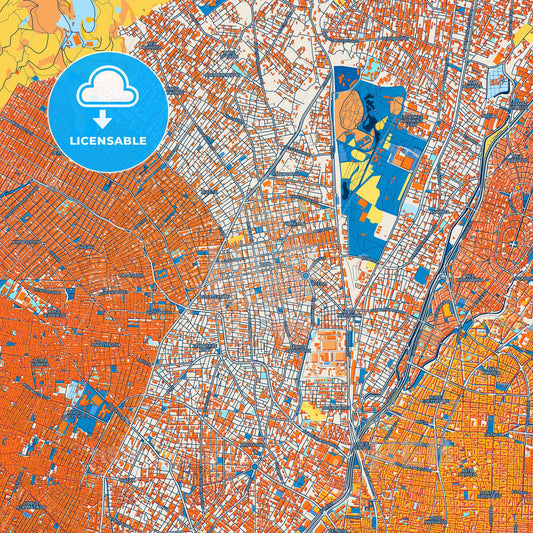 Colorful Ilio Street Map with Labels and Buildings