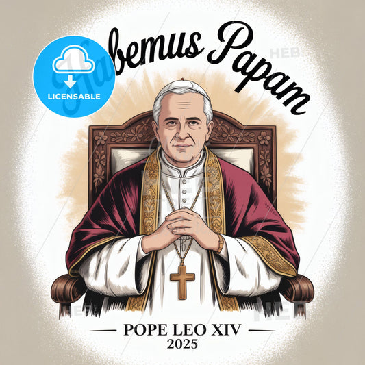 Illustration of Pope Leo XIV, 2025: Celebrating the Announcement of the Papacy - Habemus Papam.