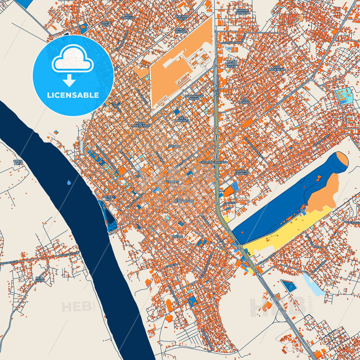 Colorful Imperatriz Street Map with Labels and Buildings