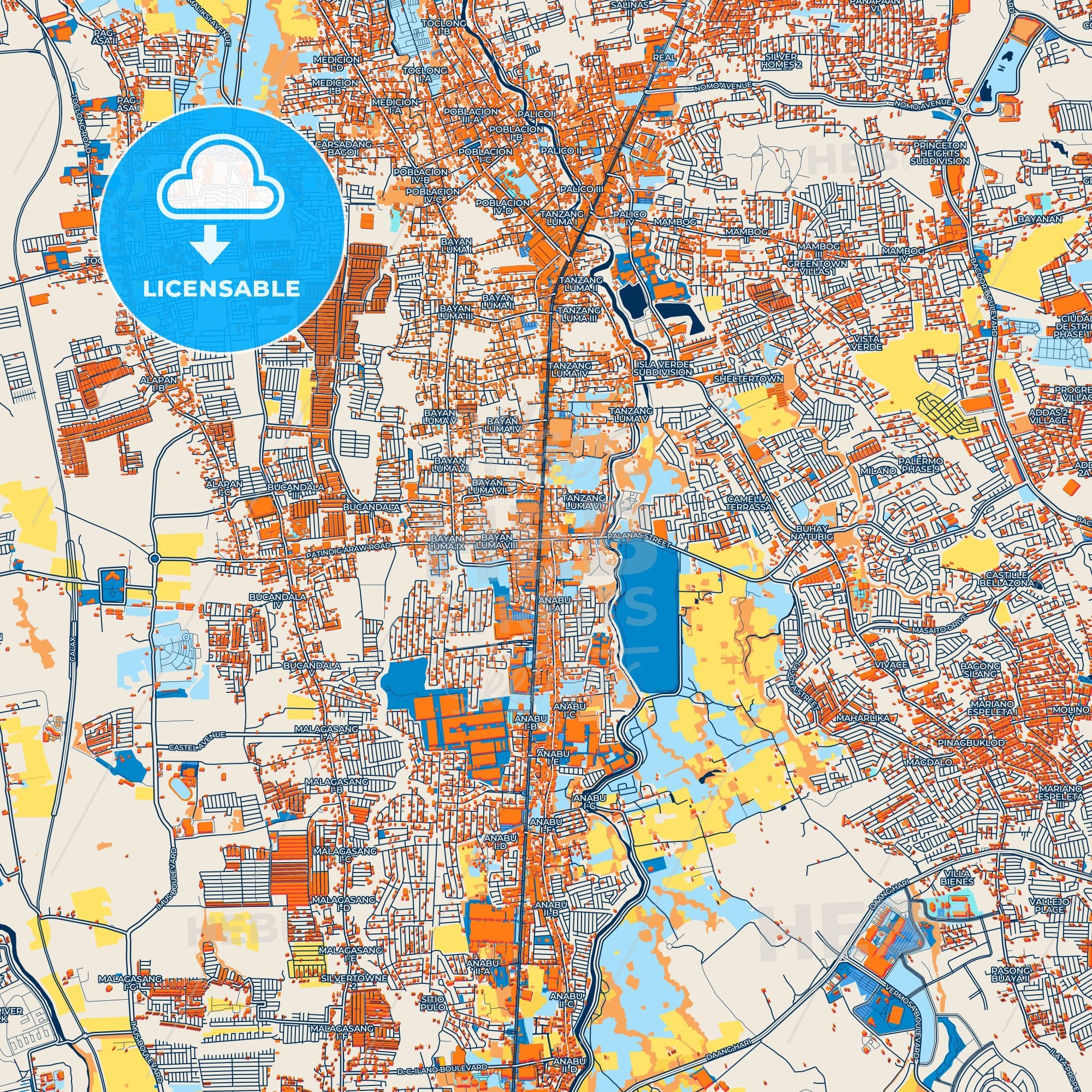 Colorful Imus Street Map With Labels And Buildings – HEBSTREITS