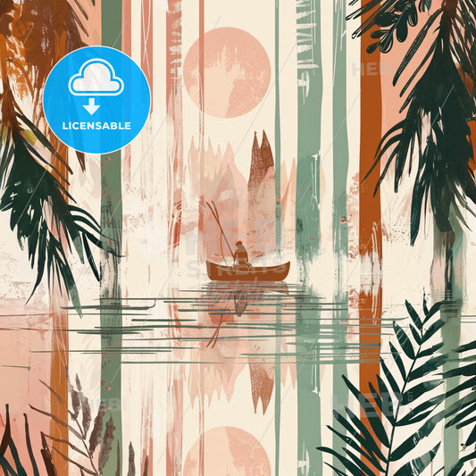 A Painting Of A Boat In The Water