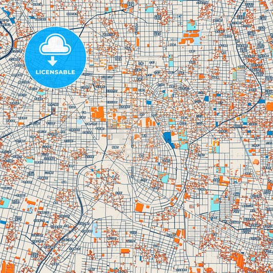 Colorful Inazawa Street Map with Labels and Buildings