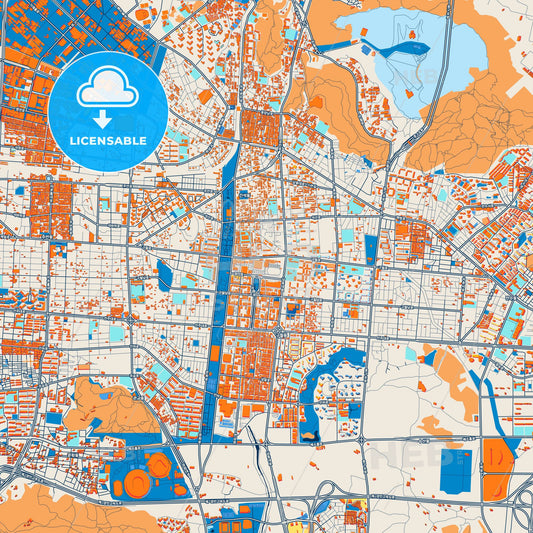 Colorful Incheon Street Map with Labels and Buildings