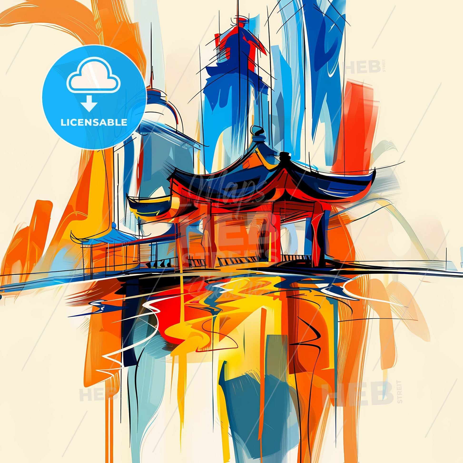 Vibrant Incheon, South Korea - A Painting Of A Building
