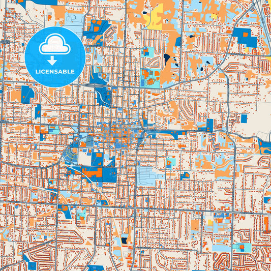 Colorful Independence Street Map with Labels and Buildings