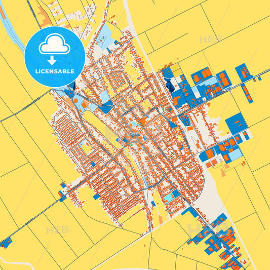 Colorful Inđija Street Map with Labels and Buildings