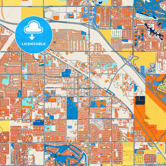 Colorful Indio Street Map with Labels and Buildings