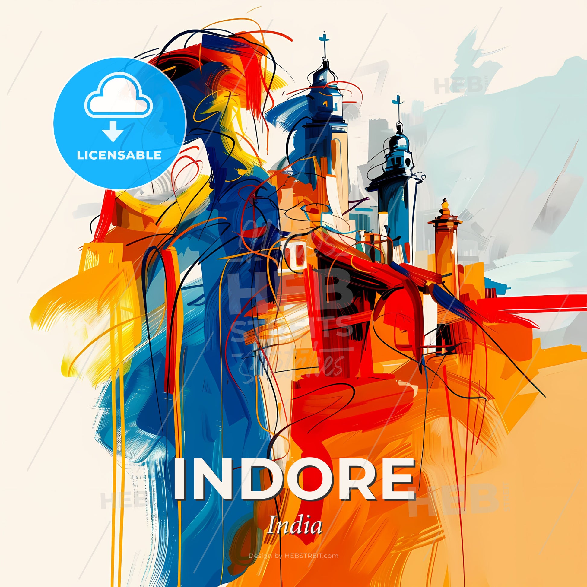 Vibrant Indore, India - A Painting Of A Woman In A Hat - Square format print template