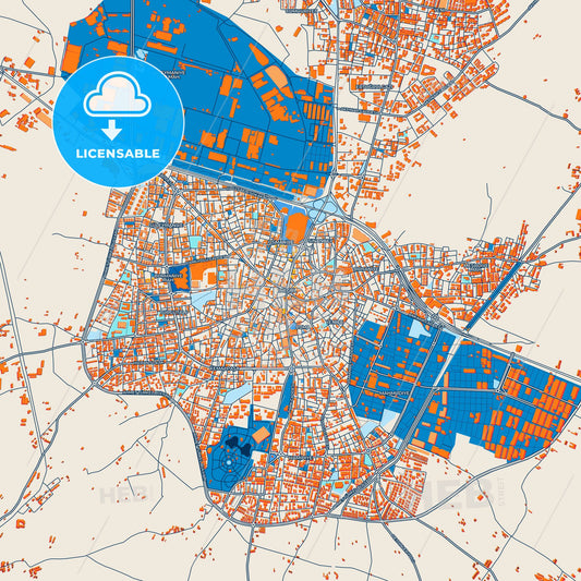 Colorful İnegöl Street Map with Labels and Buildings