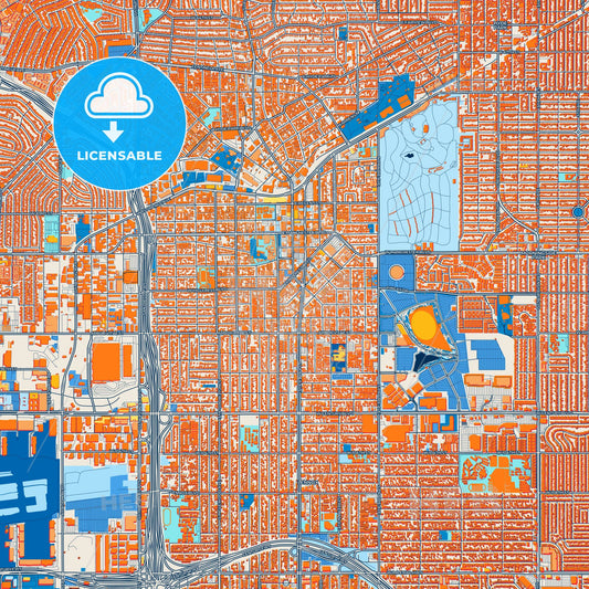 Colorful Inglewood Street Map with Labels and Buildings