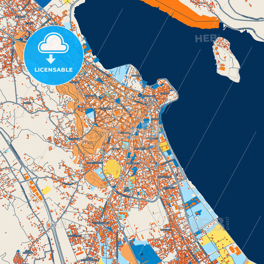 Colorful Ioannina Street Map with Labels and Buildings