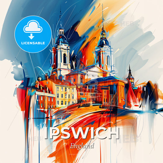Vibrant Ipswich, England - A Painting Of A Building - Square format print template