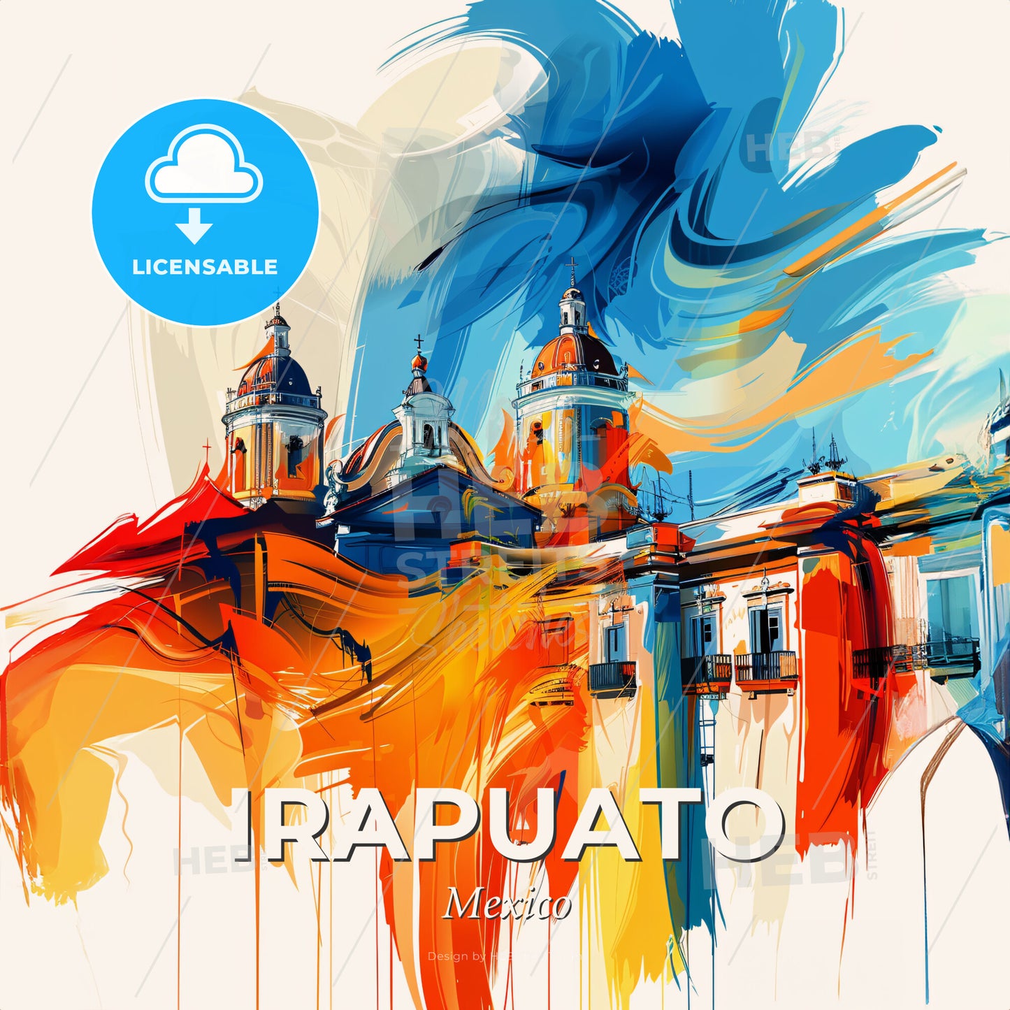 Vibrant Irapuato, Mexico - A Painting Of A Building With Colorful Paint - Square format print template
