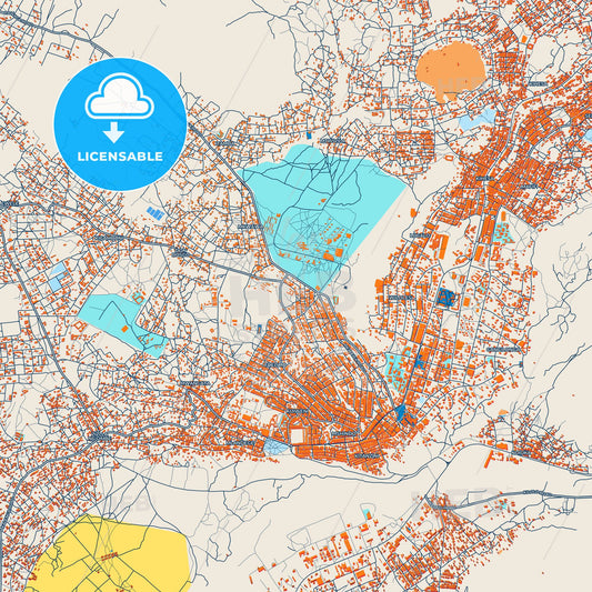 Colorful Iringa Street Map with Labels and Buildings