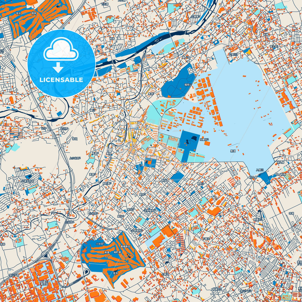 Colorful Iruma Street Map with Labels and Buildings