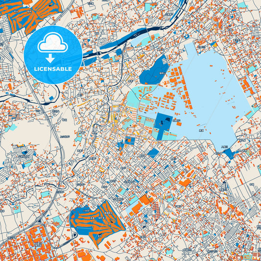 Colorful Iruma Street Map with Labels and Buildings