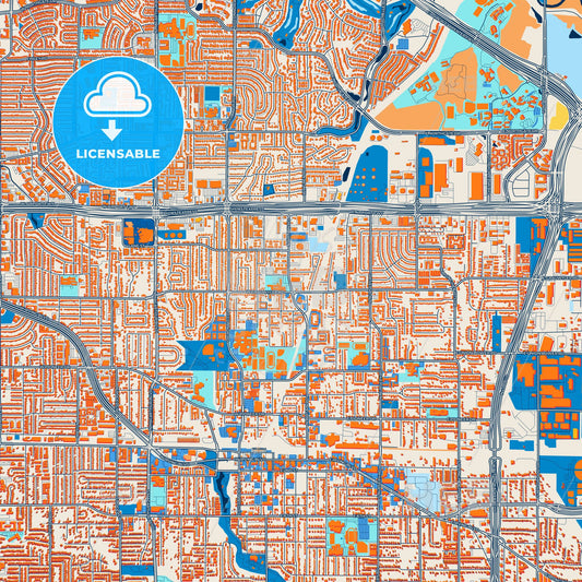 Colorful Irving Street Map with Labels and Buildings
