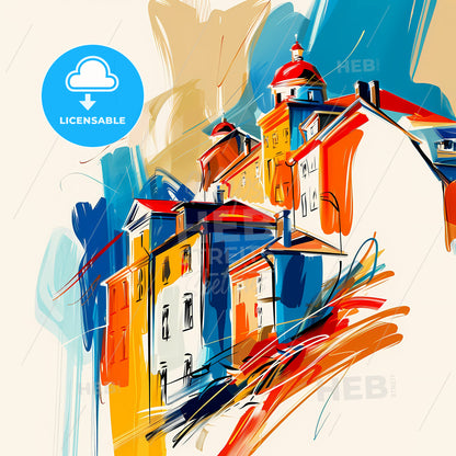 Vibrant Irving, Texas - A Colorful Painting Of Buildings