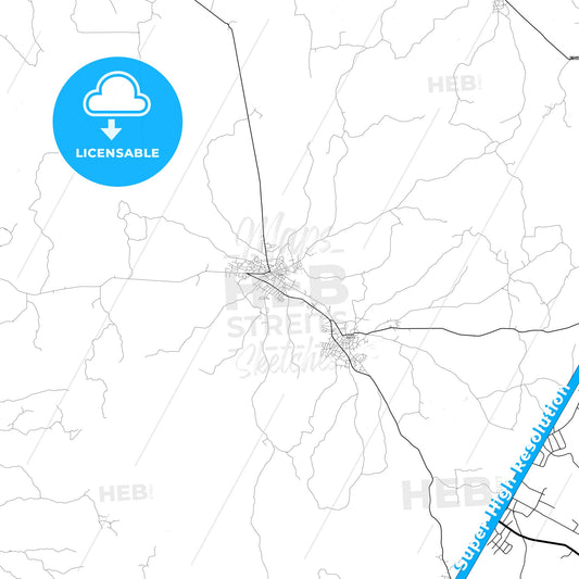 Ise-Ekiti, Nigeria light map with streetnames, citynames and districts