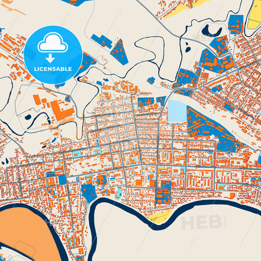 Colorful Ishim Street Map with Labels and Buildings
